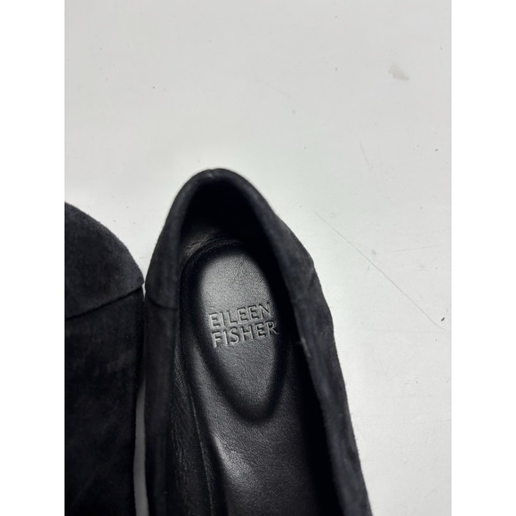 Eileen Fisher Shoes Women\'s 6.5 Black Suede Slip On Flats Leather Round Toe